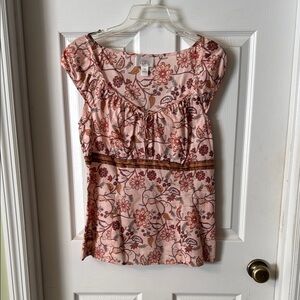 Floral Pink Women's Top with side zipper